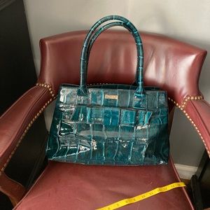 Kate, spade Knightsbridge, embossed, patent, leather, teal, medium size tote